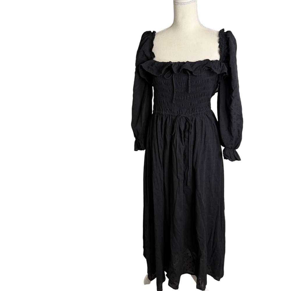 NWT R.Yiposha Square Neck Vintage Style Puff Sleeve Midi Dress Large